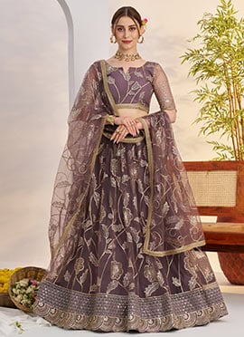 Onion Net Embroidered Sequins Lehenga