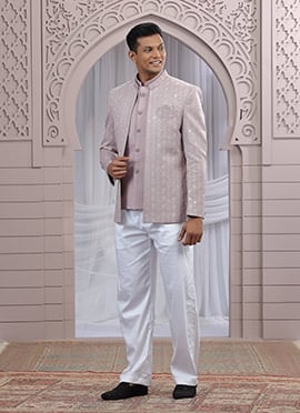 Onion Pink Art Silk Embroidered Sequins Blazer