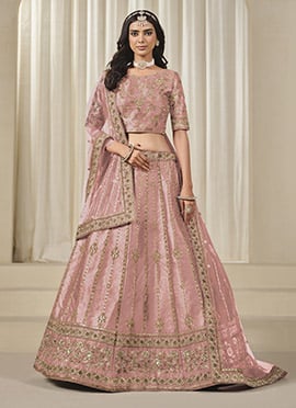 Onion Pink Embroidered Sequins Lehenga