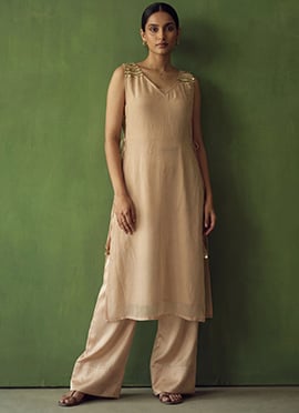 Opulent Golden Silk Indowestern Set And Suit