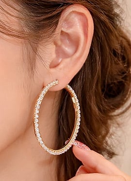 Opulent Golden Stone Work Hoops