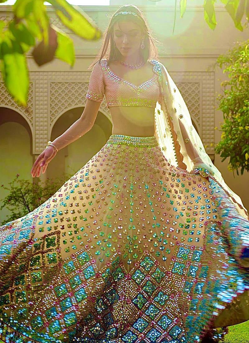 Opulent Organza Embroidered Umbrella Lehenga Party Wear
