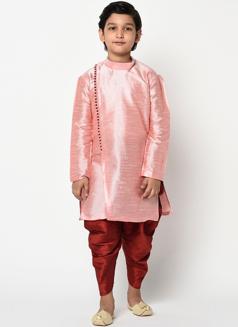 Opulent Silk Dupion Dhoti Style Kids Boys Kurta Pyjama Party Wear