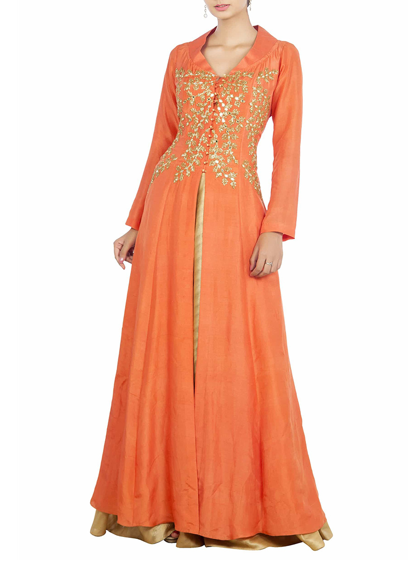 Buy Orange Art Silk Palazzo Set, indowestern-sets-and-suits Online Shopping, IWSDSBMA570