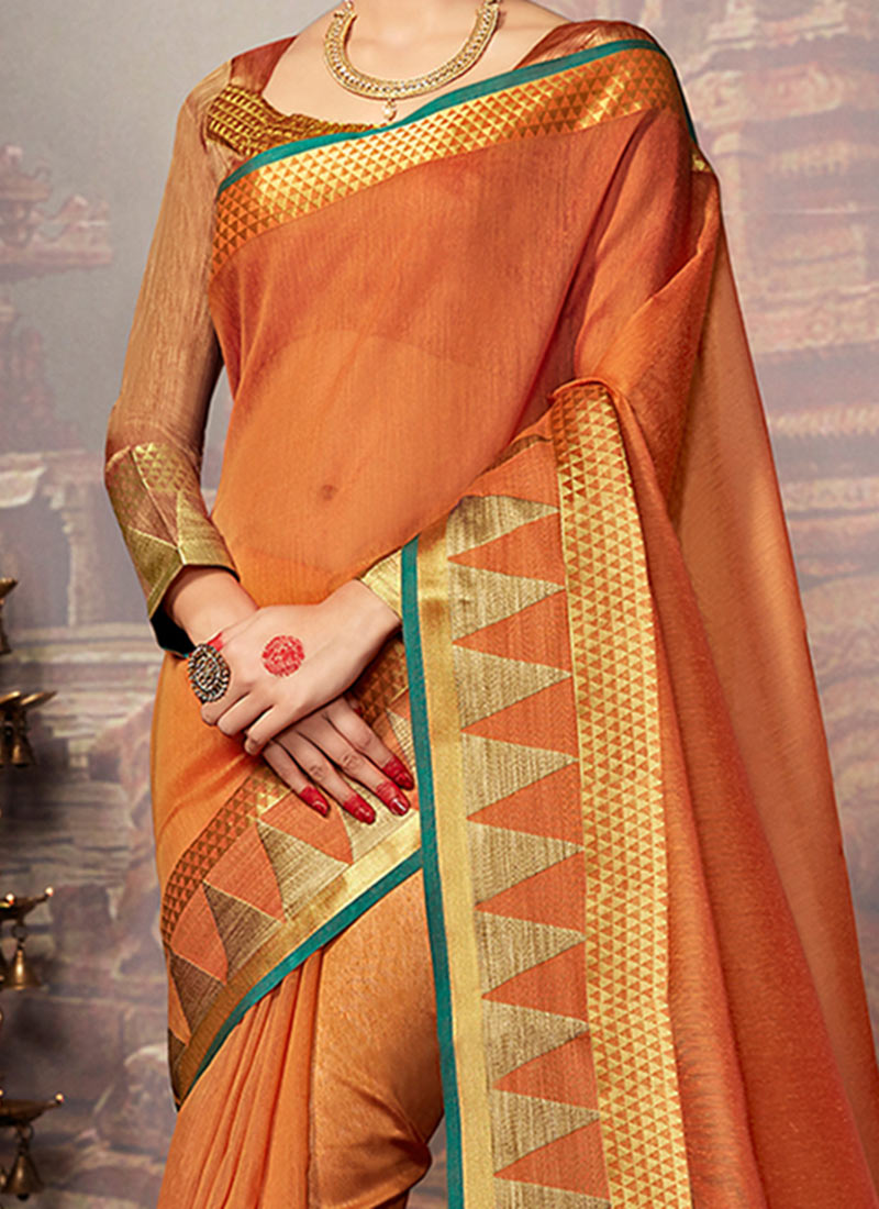 Buy Orange Art Silk Saree, sari Online Shopping, SASPRL4591