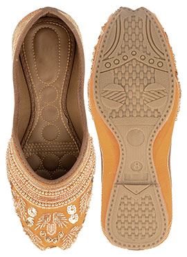 Orange Beads With Sequins Moti Work Juti