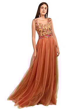Orange Embroidered Gown