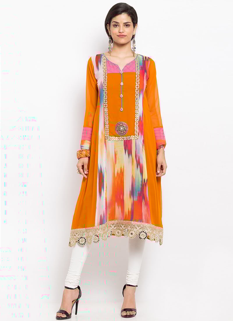 Orange Georgette Kurti