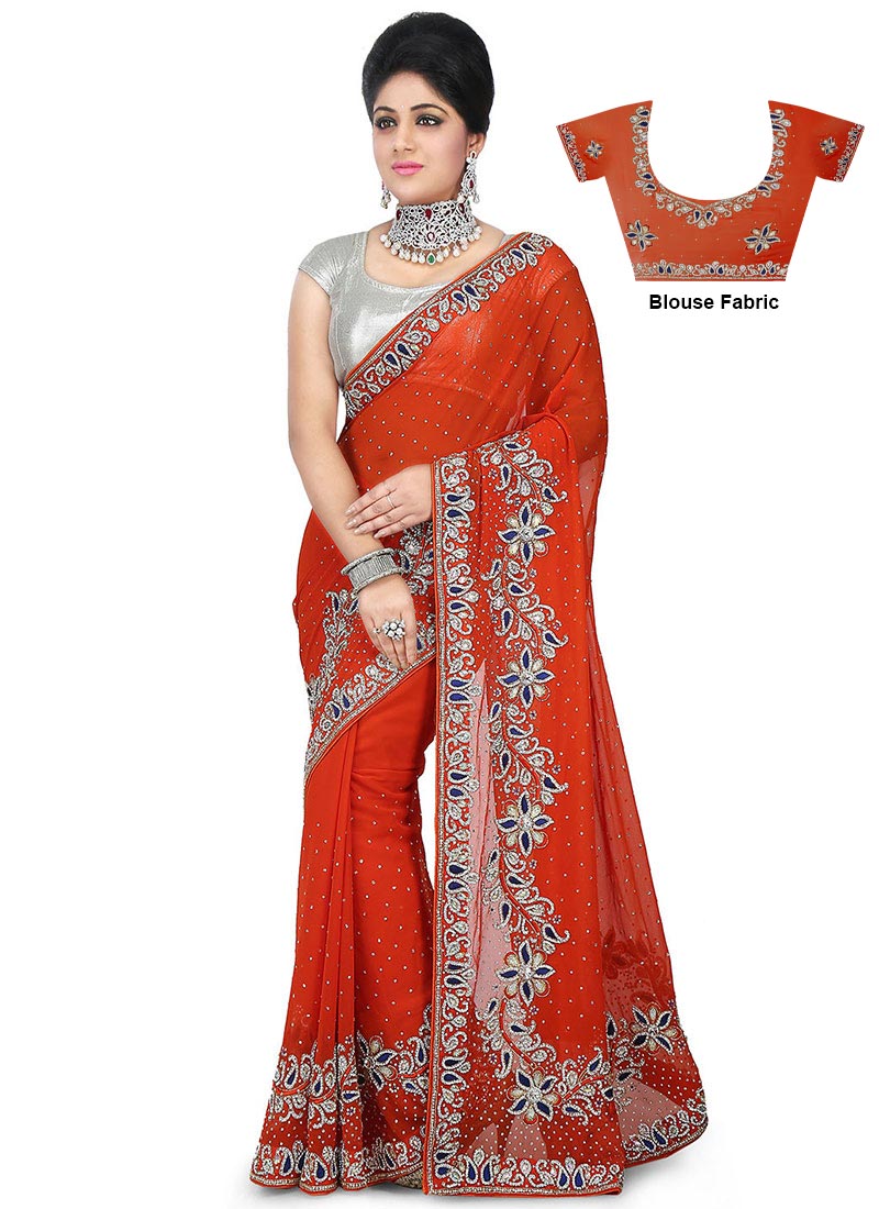 Orange Georgette Saree