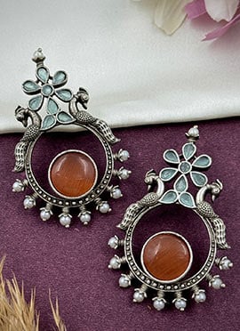 Orange Kundan Beads Drops