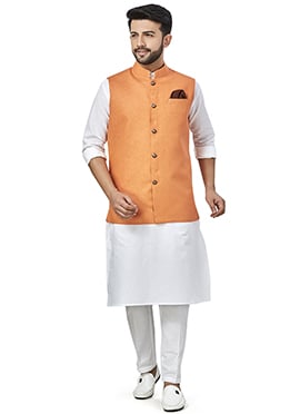 Orange Linen Blend Bandi Set