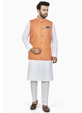Orange Linen Blend Bandi Set