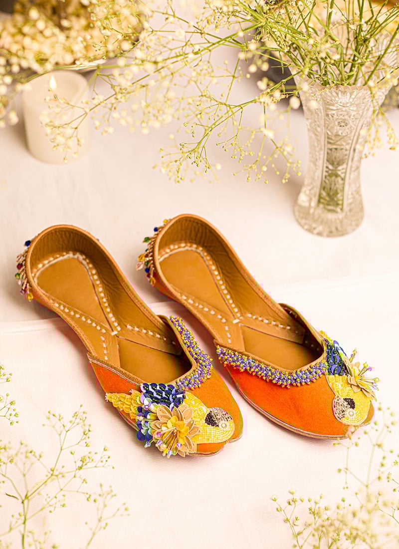 Orange Moti Work Juti