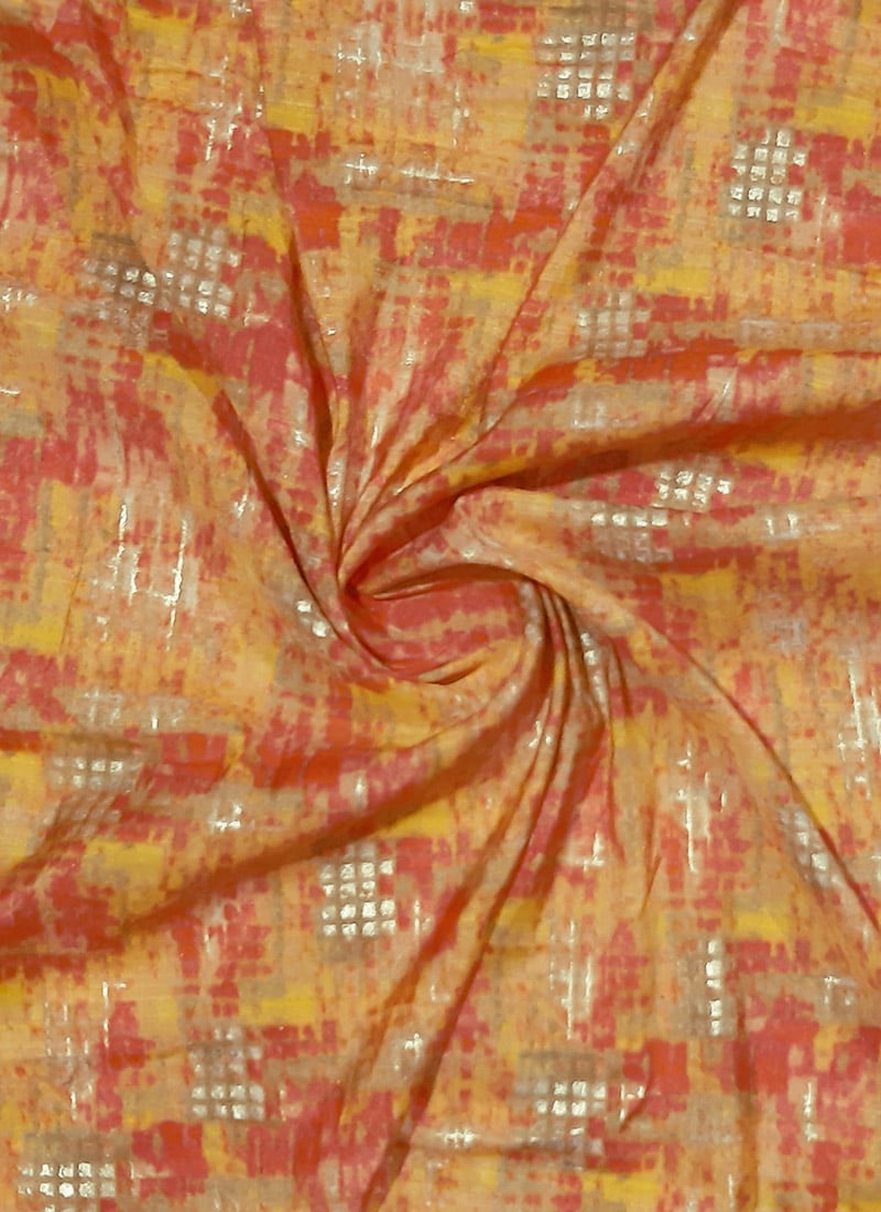 Orange N Yellow Printed Cotton Fabric