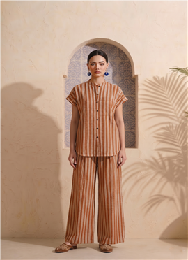 Orange Printed Cotton Co Ord Set