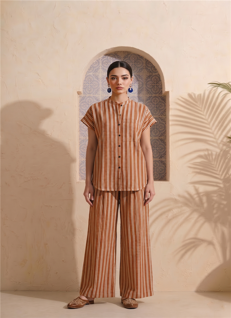 Orange Printed Cotton Co Ord Set After Six Wear