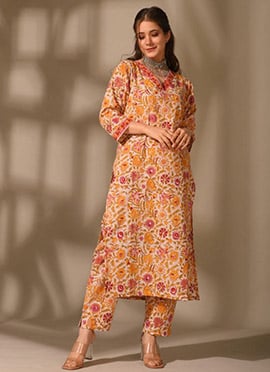 Orange Rayon Digital Print Co ord sets