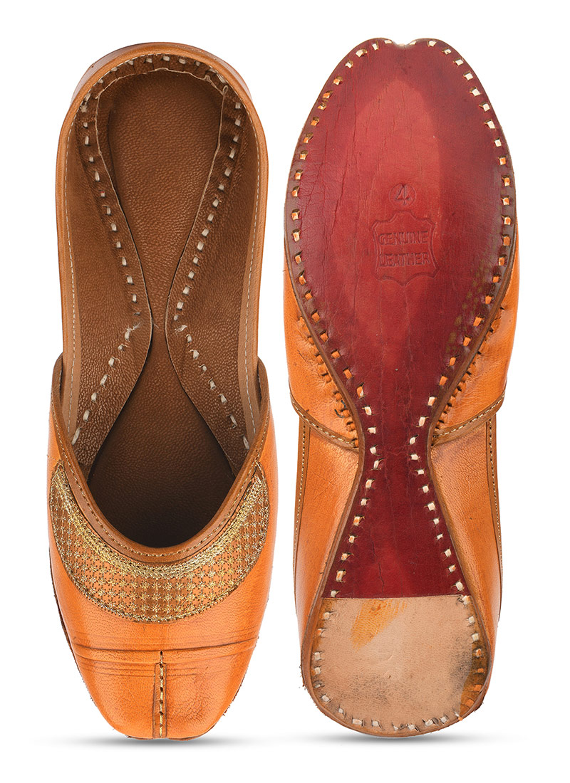 Orange Zari Work Juti