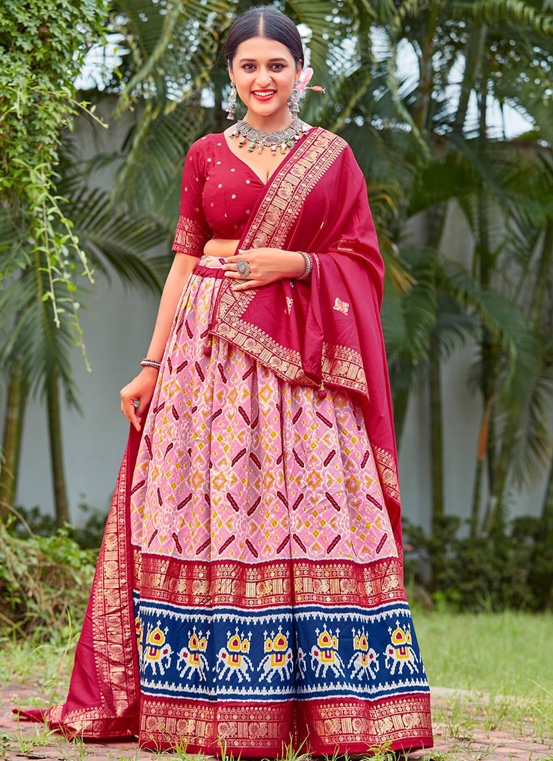Ornate Blended Cotton Printed A Line Lehenga Festive Wear-GHSACY4214