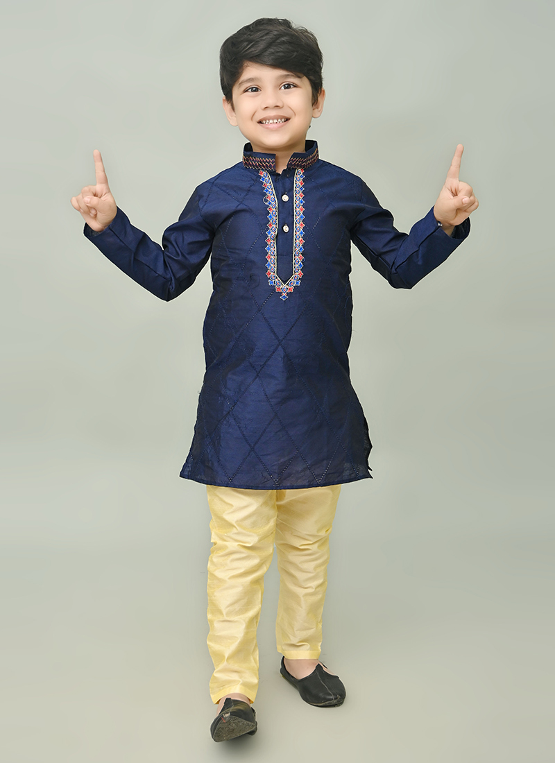 Ornate Silk Dupion Kids Boys Kurta Pyjama