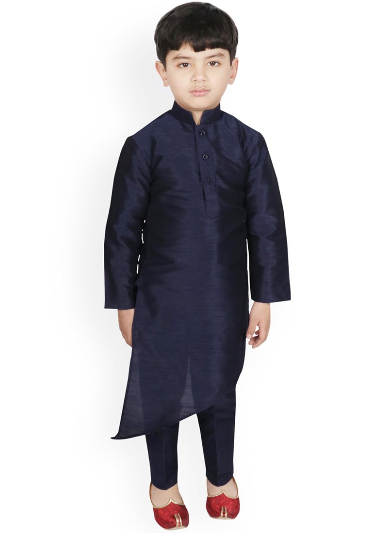 Ornate Silk Dupion Kids Boys Kurta Pyjama Party Wear