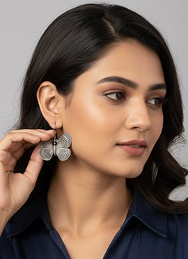 Ornate Silver Oxidised Drop