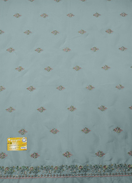 Pastel Blue Organza Embroidered Fabric