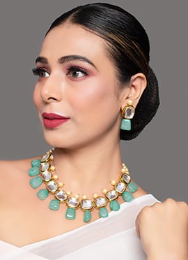Pastel Green Designer Necklace Set