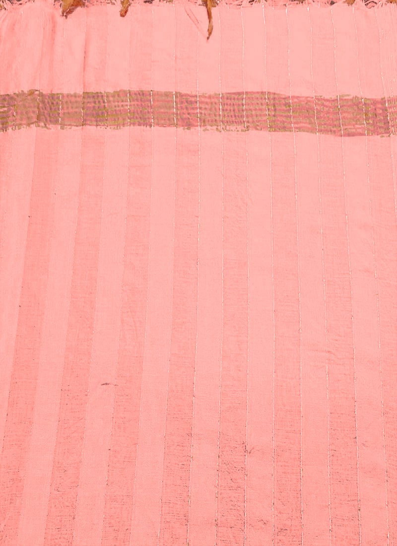 Peach Art Silk Zari Dupatta After Six Wear