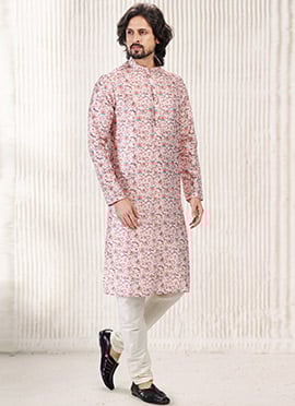 Peach Banarasi Silk Jacquard Kurta Pyjama
