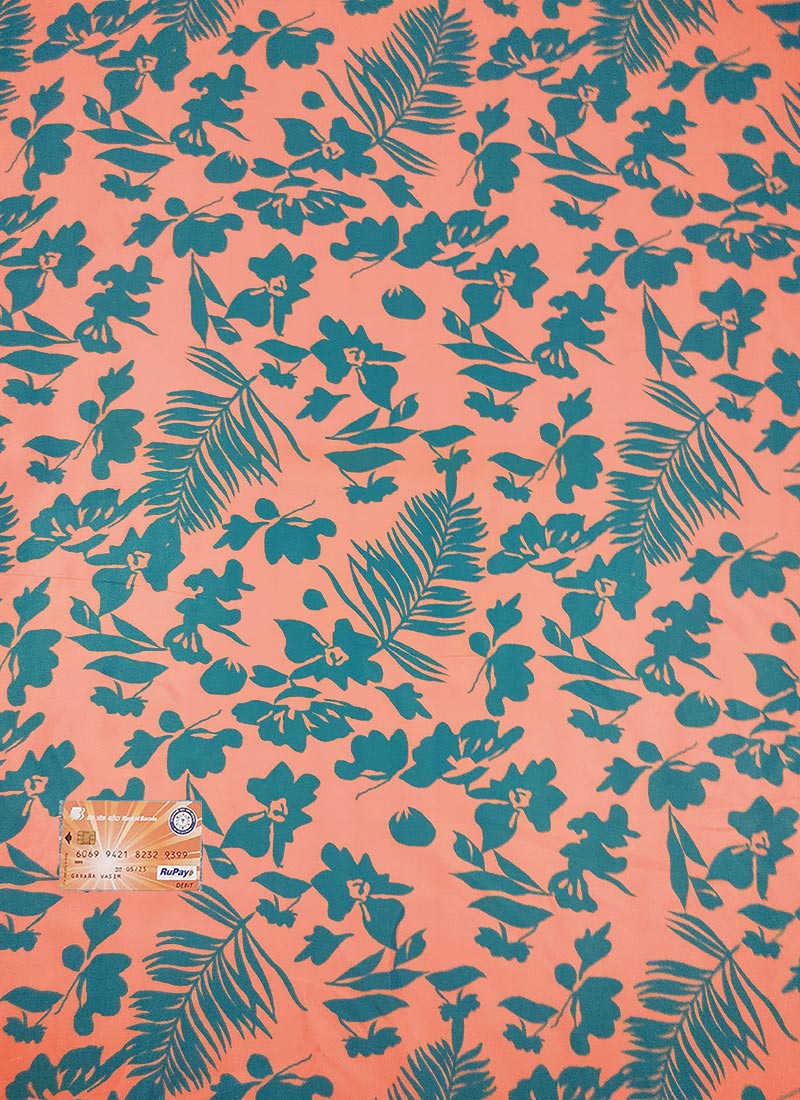 Peach Digital Print Pure Crepe Fabric
