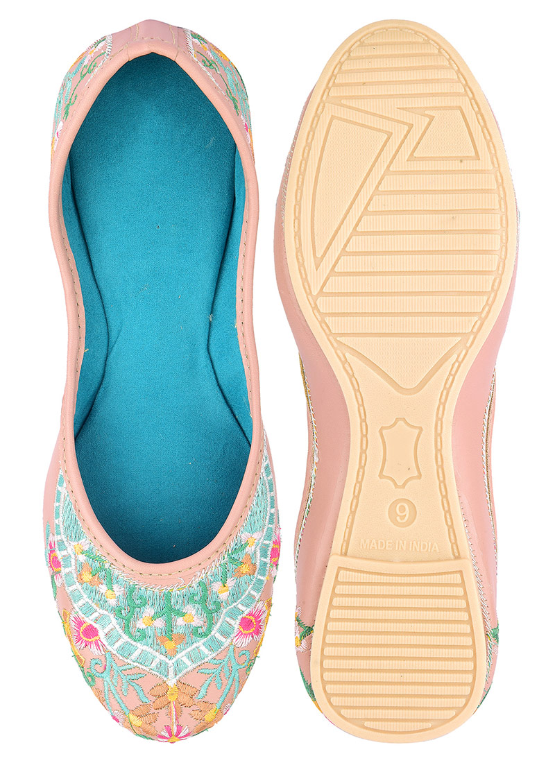 Peach Embroidered Juti
