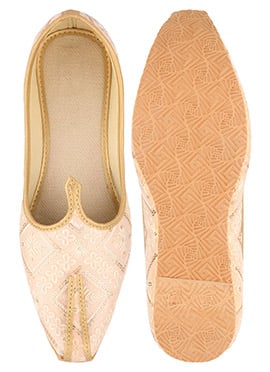 Peach Embroidered Sequins Mojri