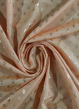 Peach Foil Printed Crepe Fabric