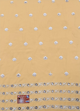 Yellow Georgette Embroidered Fabric