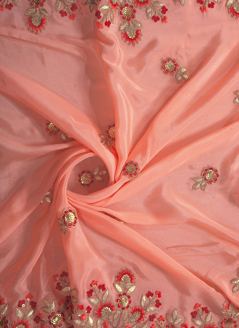 Peach Gota Work Embroidered Duppata Party Wear
