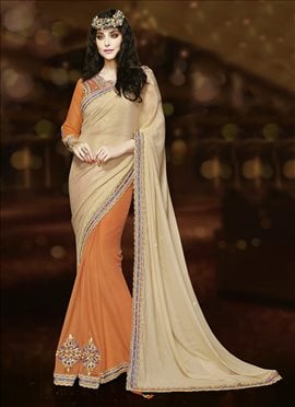 Peach N Beige Half N Half Saree