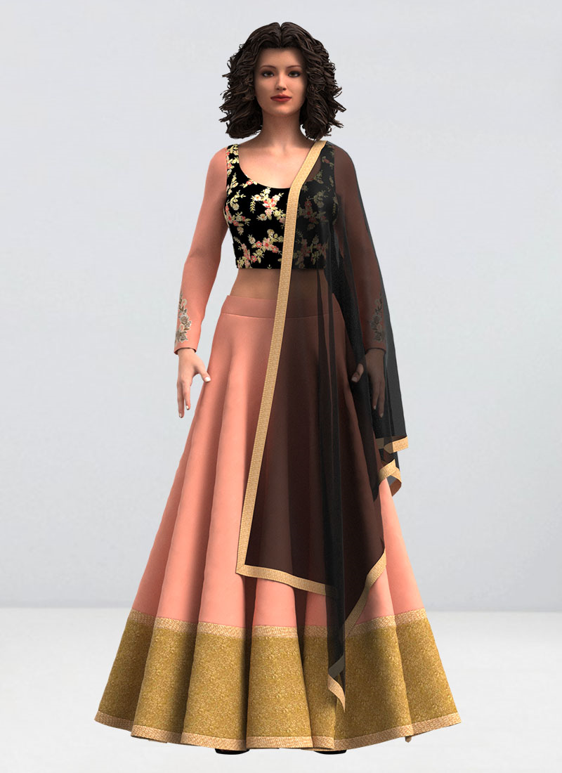 peach and black dress