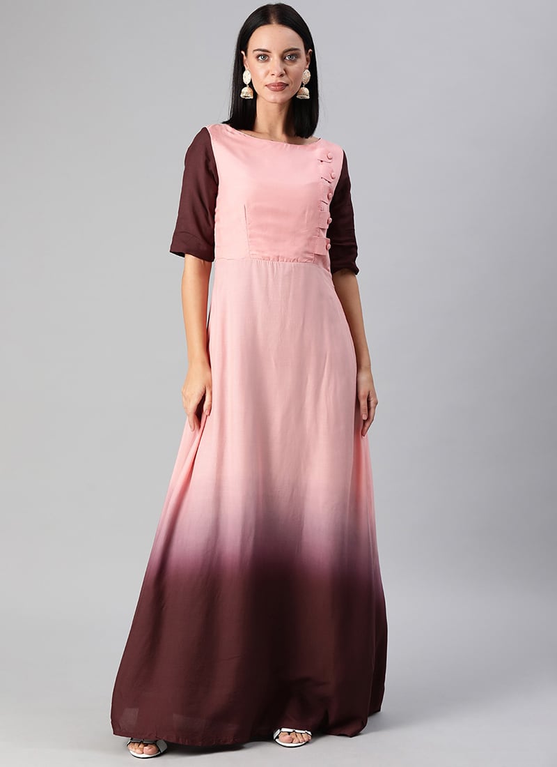 Peach N Purple Overlapped Style Dress