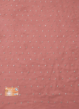 Peach Net Embroidered Sequins Fabric