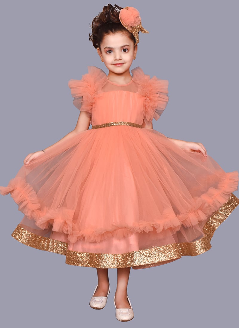Peach Net Gown