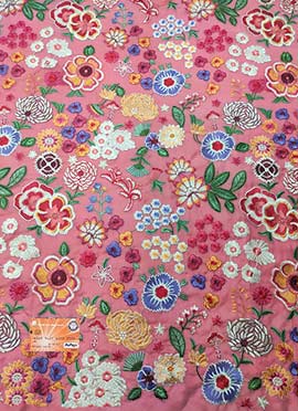 Rose Pink Organza Embroidered Fabric