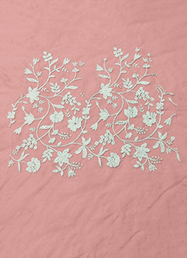 Peach Organza Embroidered Fabric