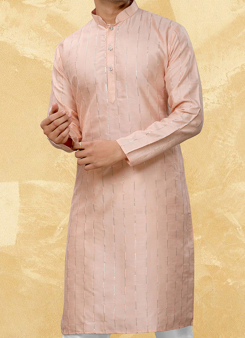 Sequin Embroidered Pure Cotton Kurta With Pyjamas