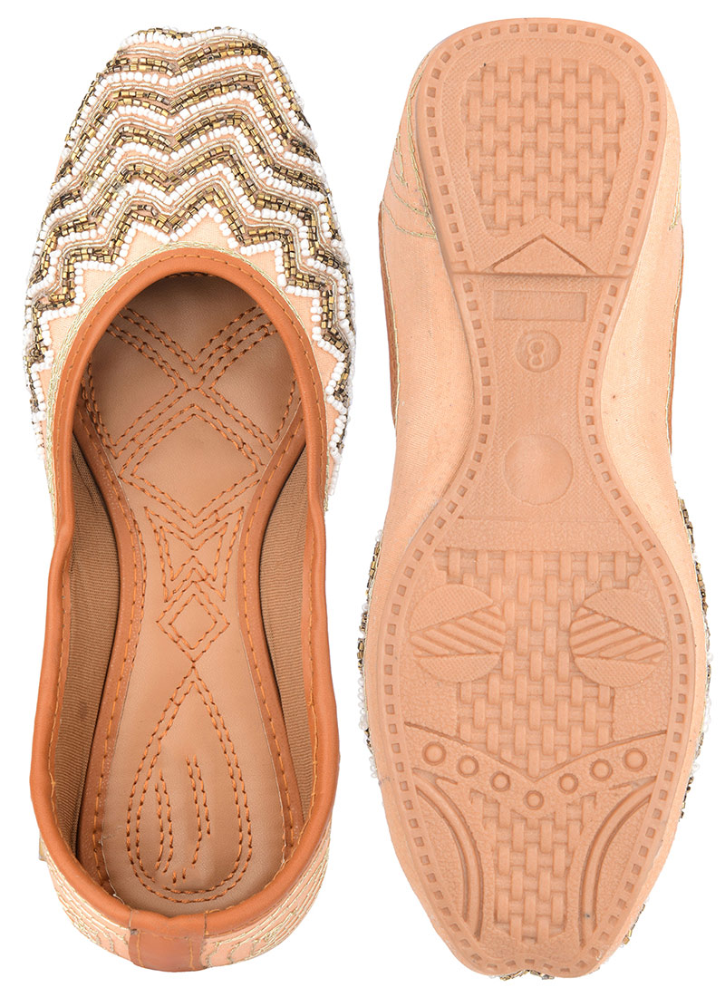 Peach Zardosi Hand Embroidered Juti