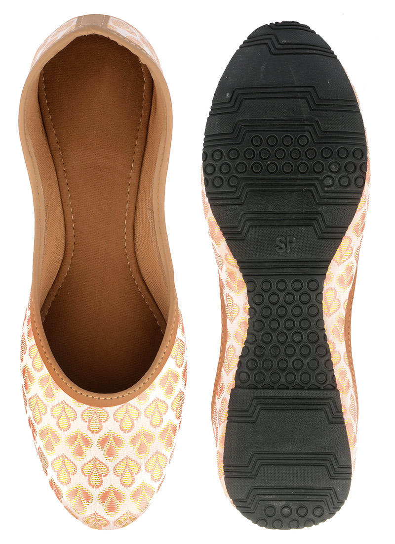Peach Zari Work Juti