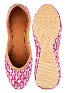 Pink  Zari Embroidered Juti