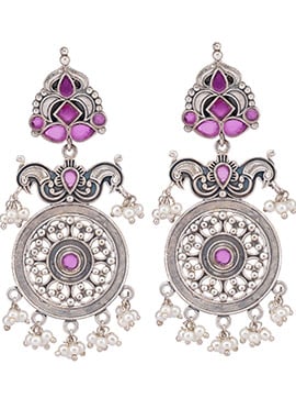 Pink Alloy Stone Work Danglers