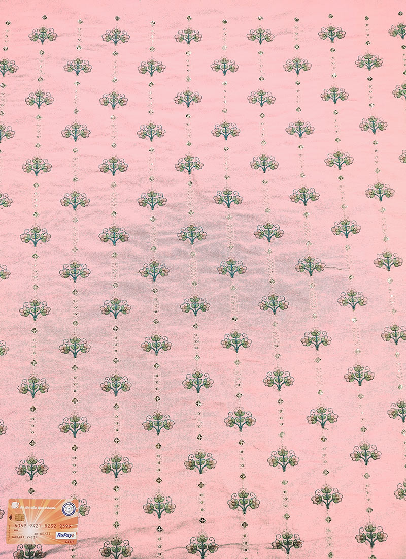Pink Art Silk Embroidered