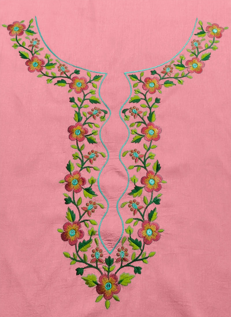 Pink Art Silk Embroidered Fabric